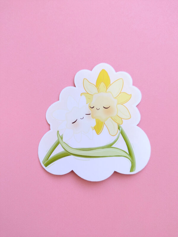 Daffodil Hug Szn 2 inch Gloss Vinyl Sticker