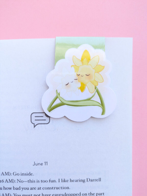 Daffodil Hug Szn magnetic Bookmark Mint Meadow by Ateu Studio, a bookish product