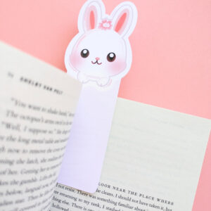 Snow Flower Bunny Bookmark - White Border Blush Base